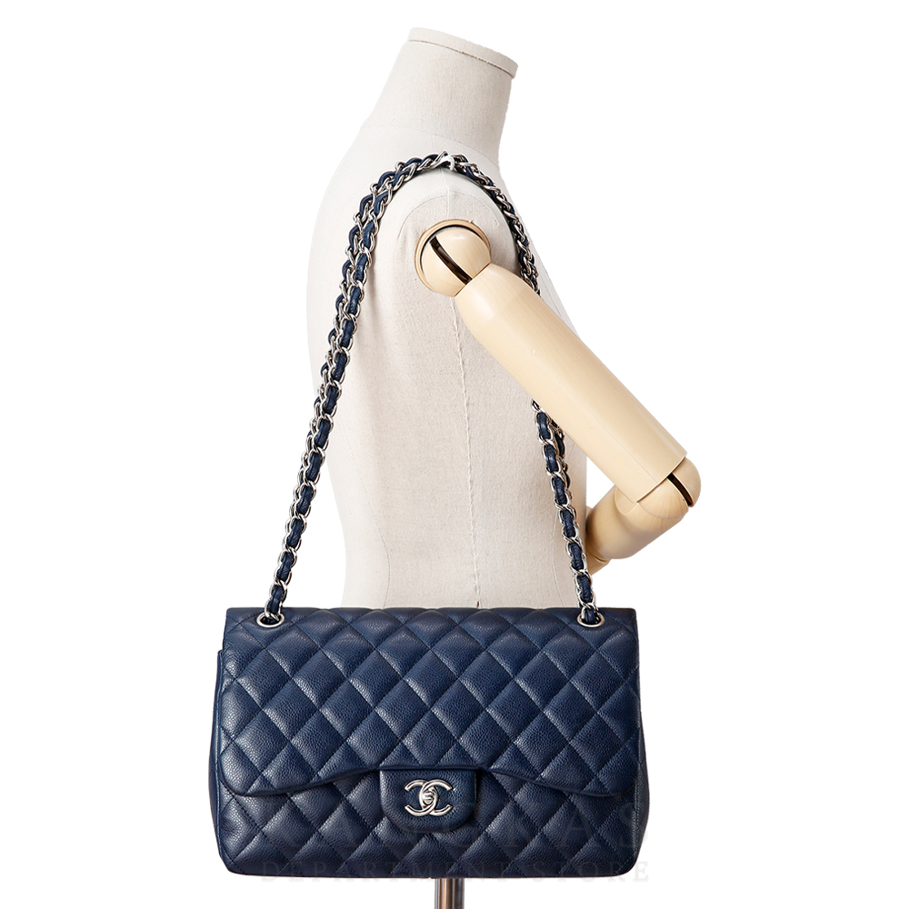 CHANEL(USED)샤넬 클래식 캐비어 점보 네이비