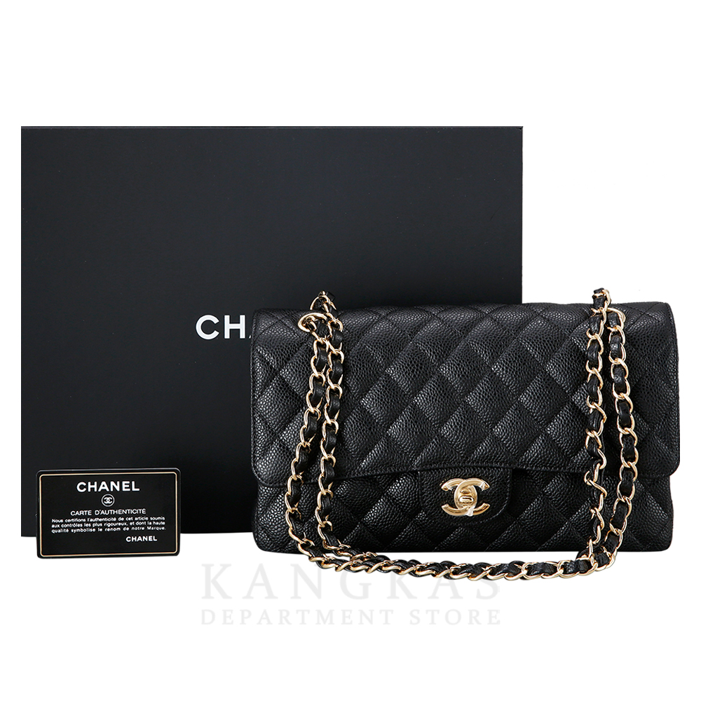 CHANEL(USED)샤넬 클래식 캐비어 미듐 금장