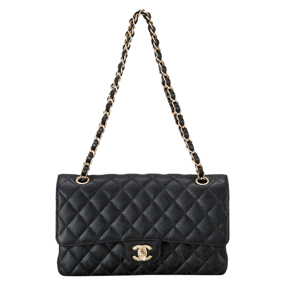 CHANEL(USED)샤넬 클래식 캐비어 미듐 금장