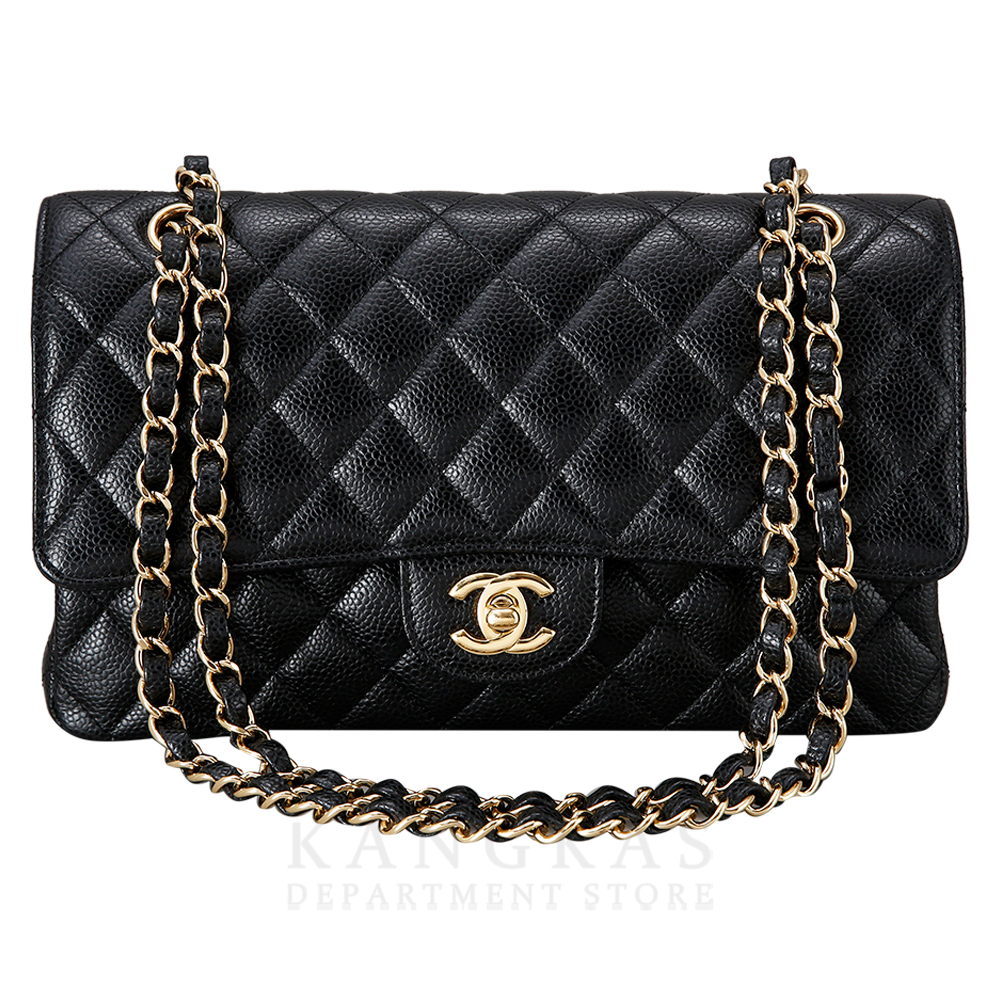 CHANEL(USED)샤넬 클래식 캐비어 미듐 금장