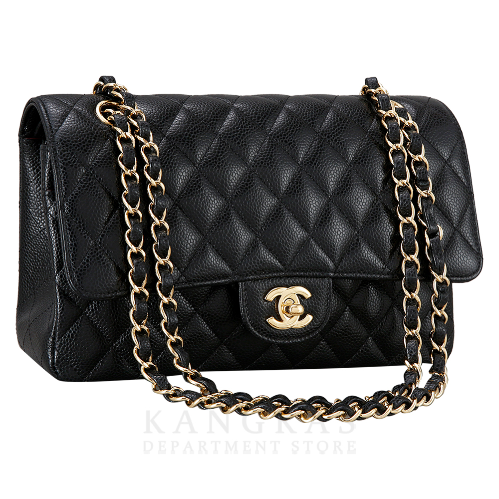 CHANEL(USED)샤넬 클래식 캐비어 미듐 금장