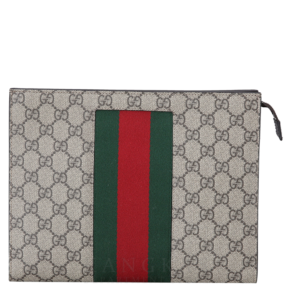 GUCCI(USED)구찌 GG로고 PVC 웹 클러치