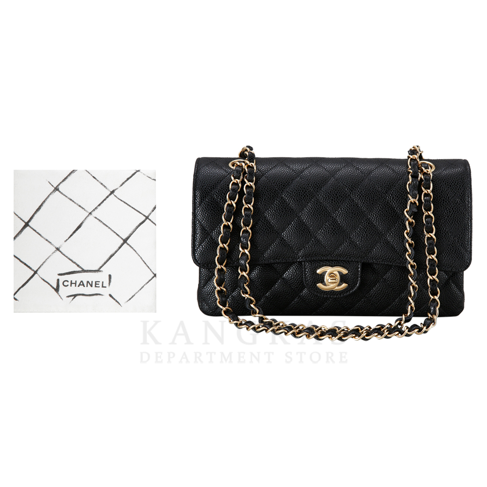 CHANEL(USED)샤넬 클래식 캐비어 미듐 금장