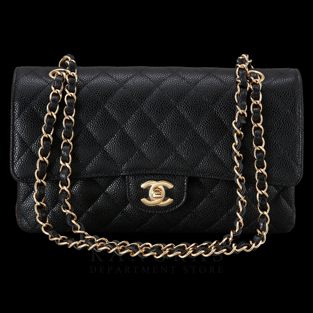 CHANEL(USED)샤넬 클래식 캐비어 미듐 금장