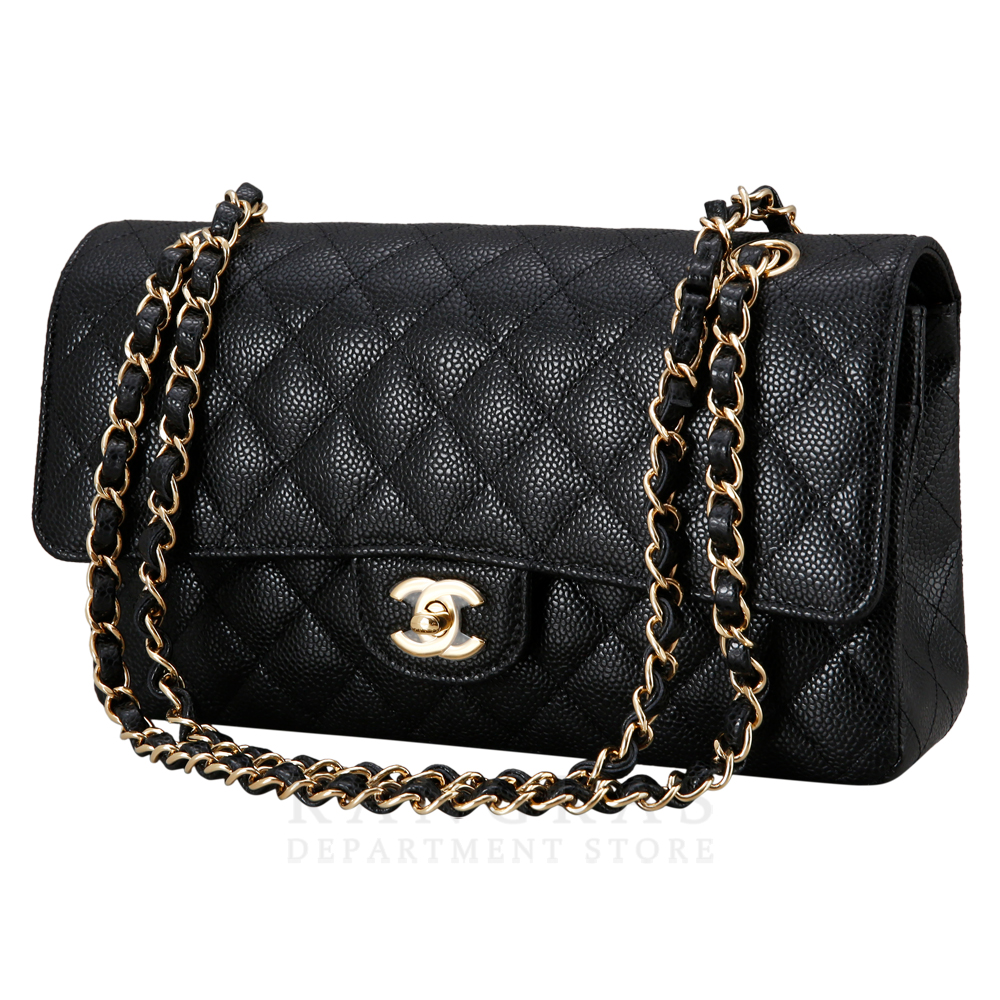CHANEL(USED)샤넬 클래식 캐비어 미듐 금장