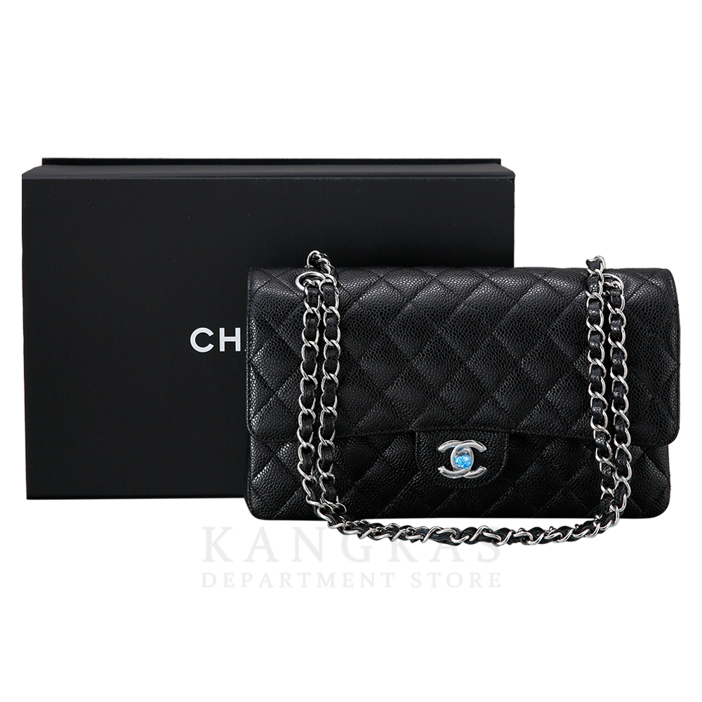 CHANEL(USED)샤넬 클래식 캐비어 미듐 은장