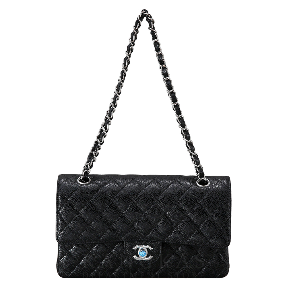 CHANEL(USED)샤넬 클래식 캐비어 미듐 은장