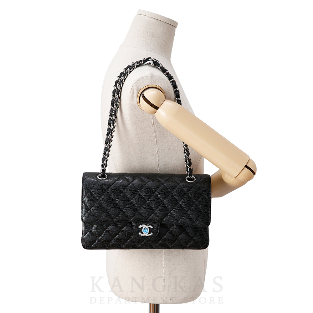 CHANEL(USED)샤넬 클래식 캐비어 미듐 은장