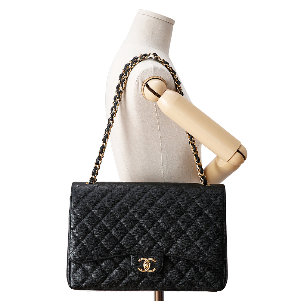 CHANEL(USED)샤넬 클래식 캐비어 맥시 블랙