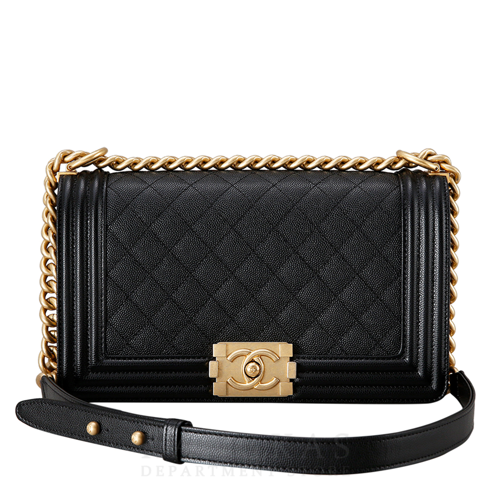 CHANEL(USED)샤넬 보이샤넬 캐비어 미듐 금장