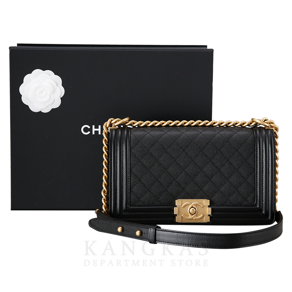 CHANEL(USED)샤넬 보이샤넬 캐비어 미듐 금장