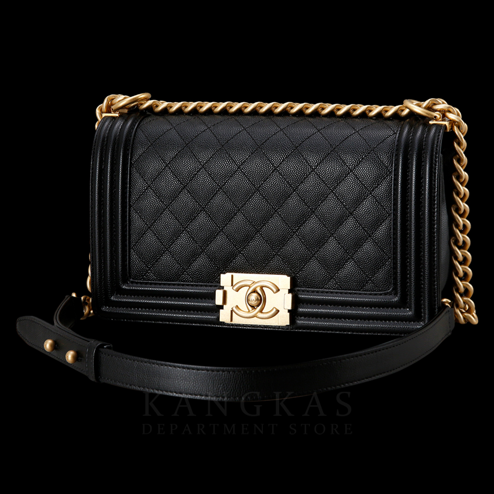 CHANEL(USED)샤넬 보이샤넬 캐비어 미듐 금장