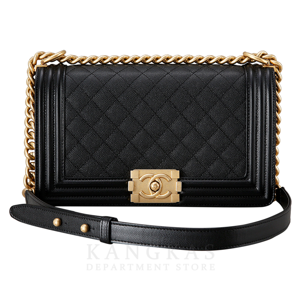 CHANEL(USED)샤넬 보이샤넬 캐비어 미듐 금장