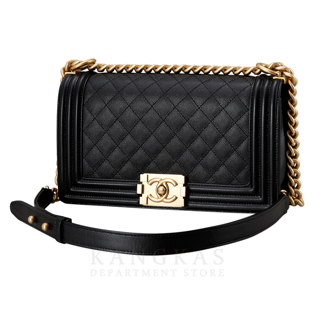 CHANEL(USED)샤넬 보이샤넬 캐비어 미듐 금장