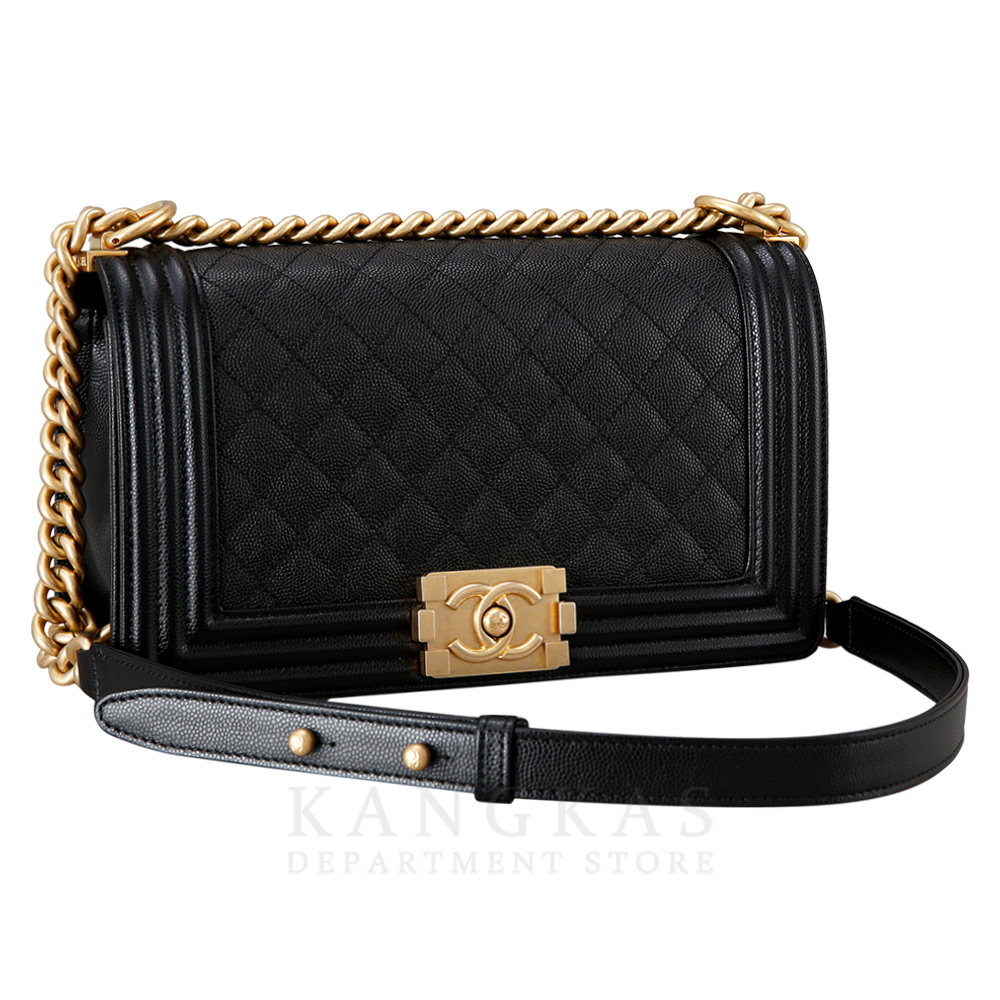 CHANEL(USED)샤넬 보이샤넬 캐비어 미듐 금장