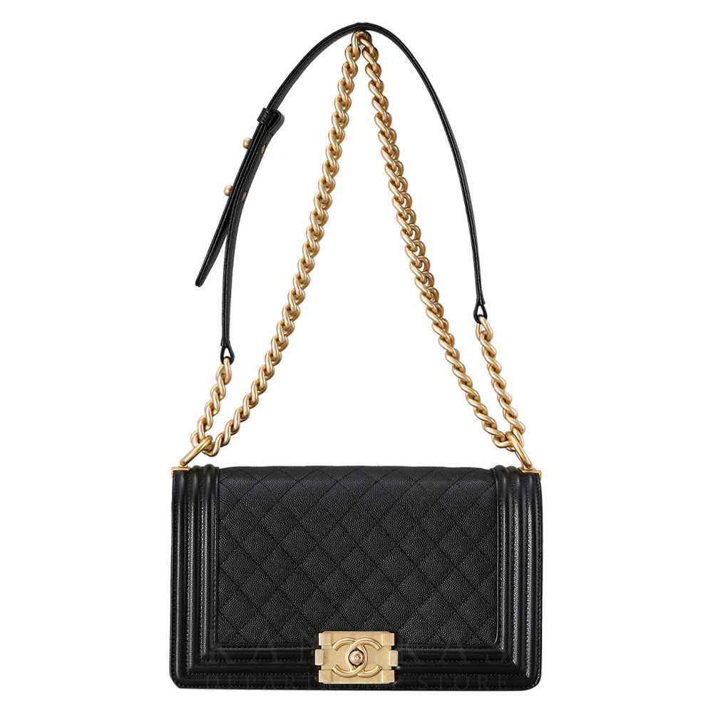 CHANEL(USED)샤넬 보이샤넬 캐비어 미듐 금장