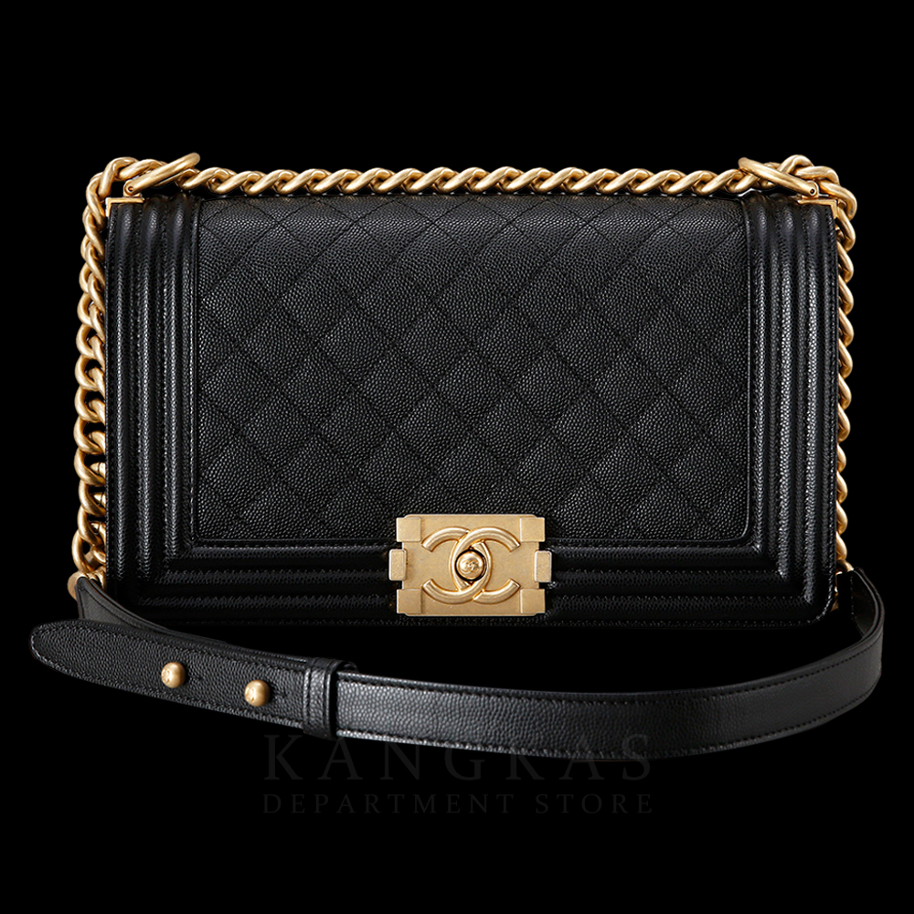 CHANEL(USED)샤넬 보이샤넬 캐비어 미듐 금장