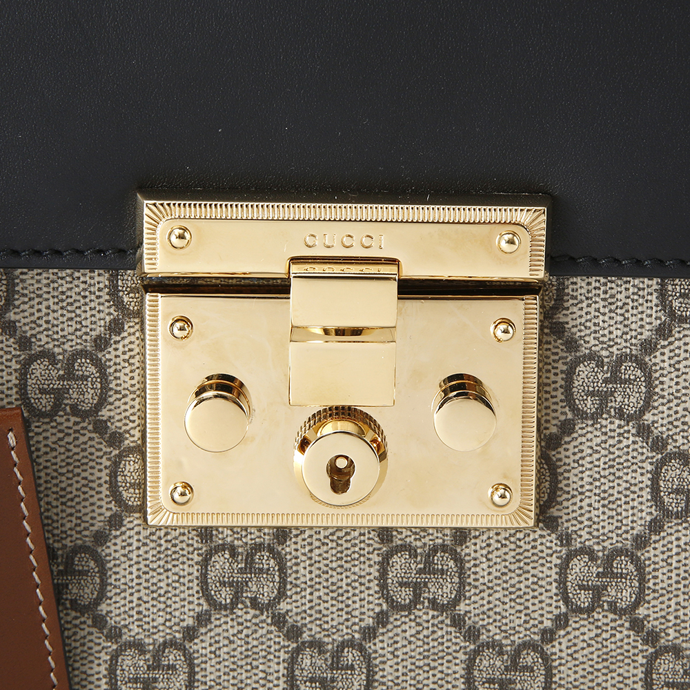 GUCCI(USED)구찌 GG로고 수프림 패드락 탑 핸들백