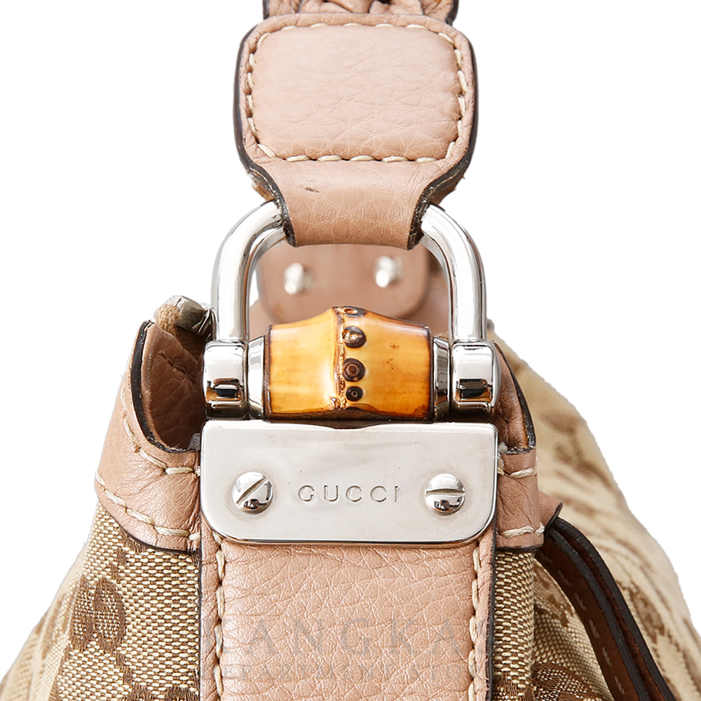 GUCCI(USED)구찌 뱀부 핸들 자가드 숄더백