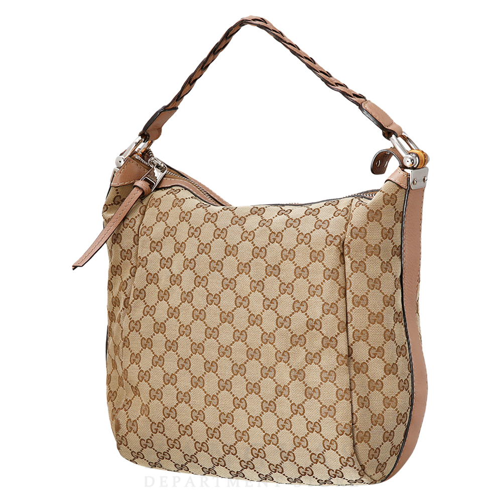 GUCCI(USED)구찌 뱀부 핸들 자가드 숄더백