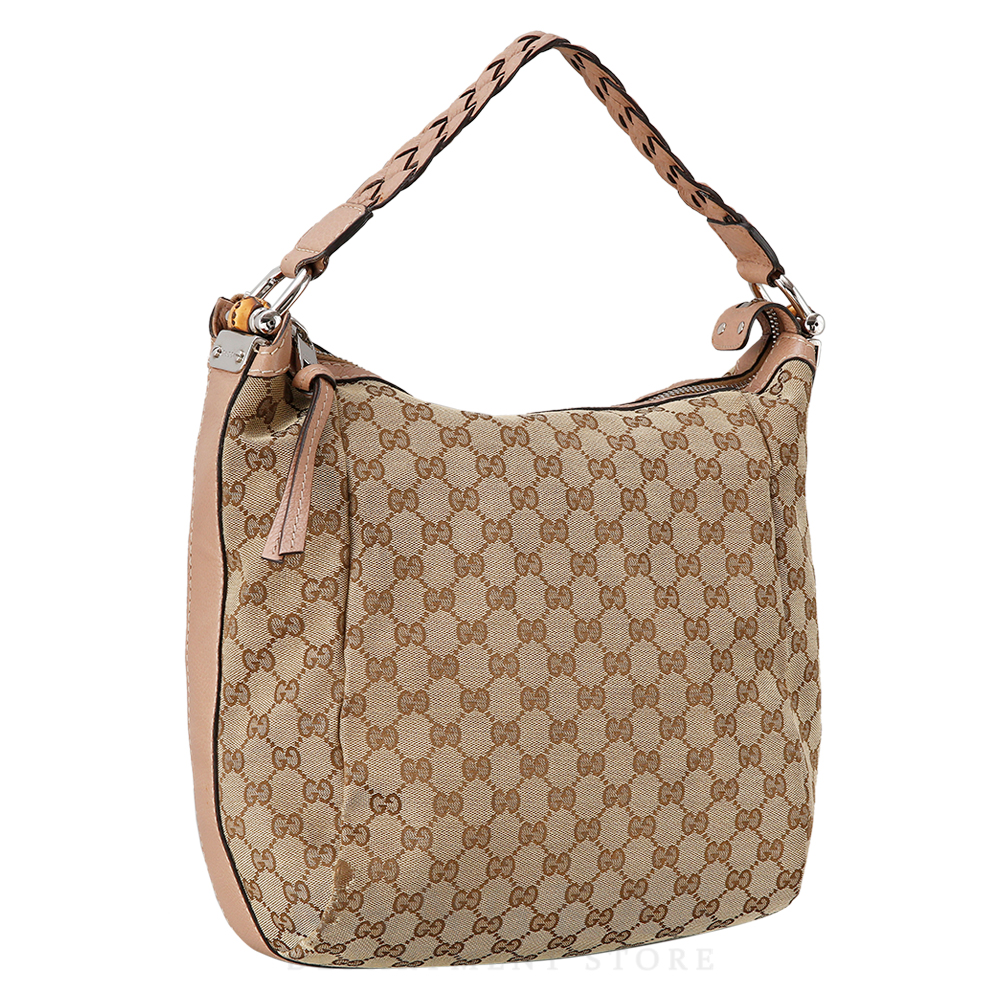 GUCCI(USED)구찌 뱀부 핸들 자가드 숄더백