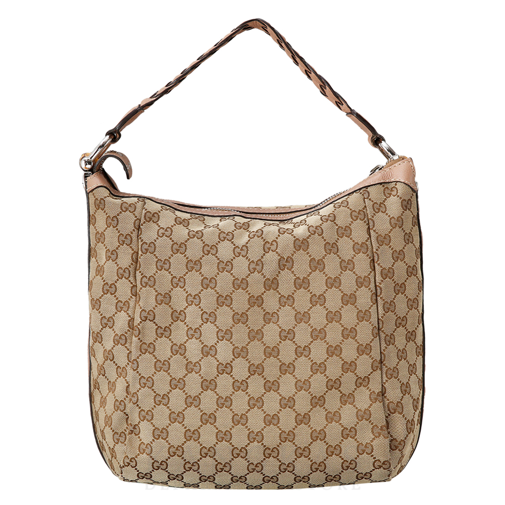 GUCCI(USED)구찌 뱀부 핸들 자가드 숄더백