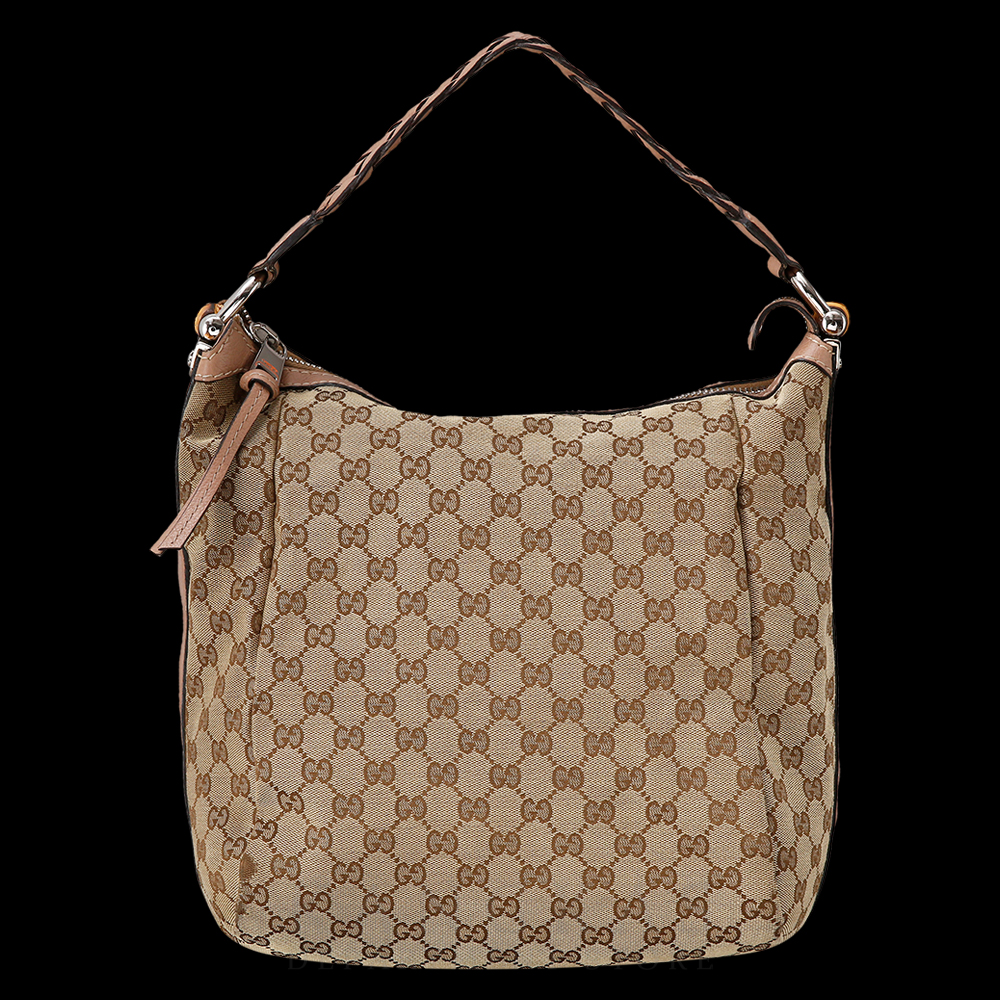 GUCCI(USED)구찌 뱀부 핸들 자가드 숄더백