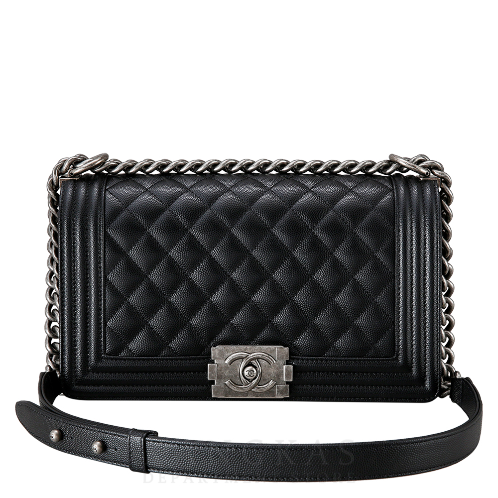 CHANEL(USED)샤넬 보이샤넬 캐비어 미듐 은장