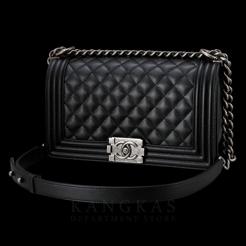 CHANEL(USED)샤넬 보이샤넬 캐비어 미듐 은장
