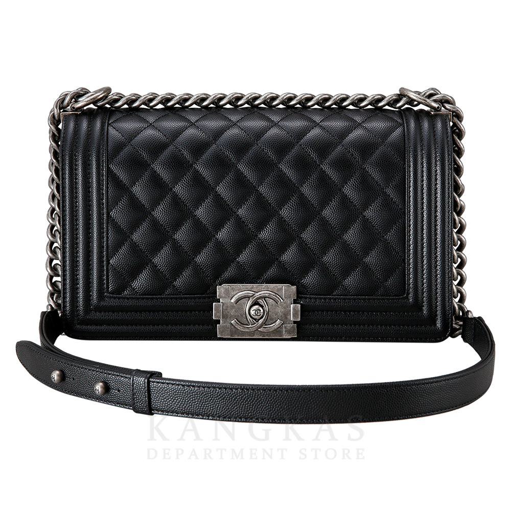 CHANEL(USED)샤넬 보이샤넬 캐비어 미듐 은장