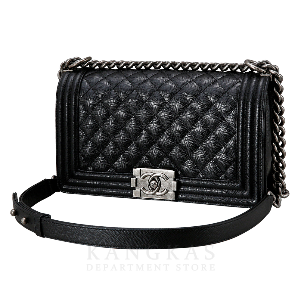 CHANEL(USED)샤넬 보이샤넬 캐비어 미듐 은장