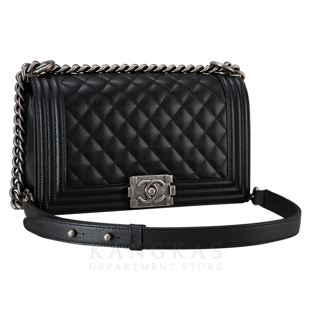 CHANEL(USED)샤넬 보이샤넬 캐비어 미듐 은장