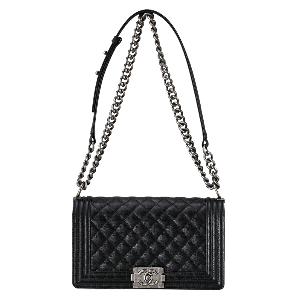 CHANEL(USED)샤넬 보이샤넬 캐비어 미듐 은장
