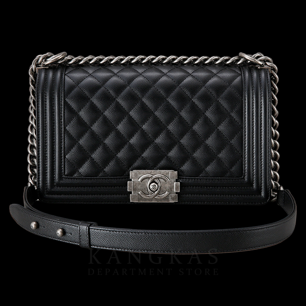 CHANEL(USED)샤넬 보이샤넬 캐비어 미듐 은장