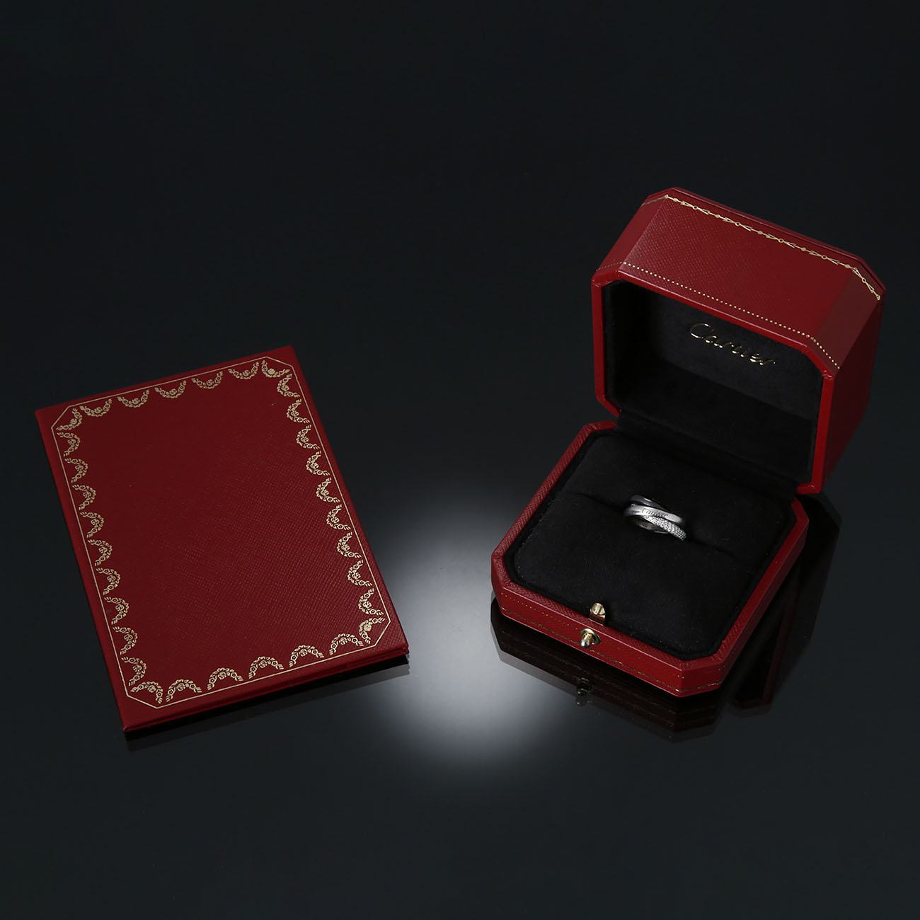 CARTIER(USED)까르띠에 다이아몬드&세라믹 트리니티 링 #46