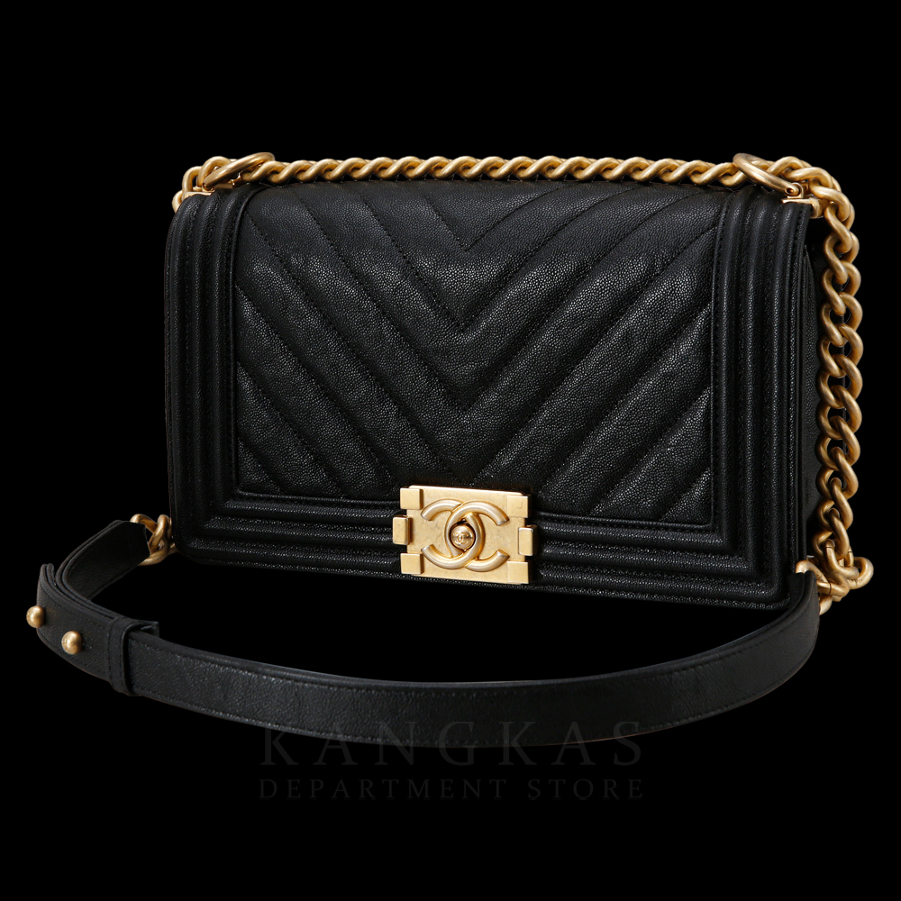 CHANEL(USED)샤넬 캐비어 보이샤넬 쉐브론 미듐