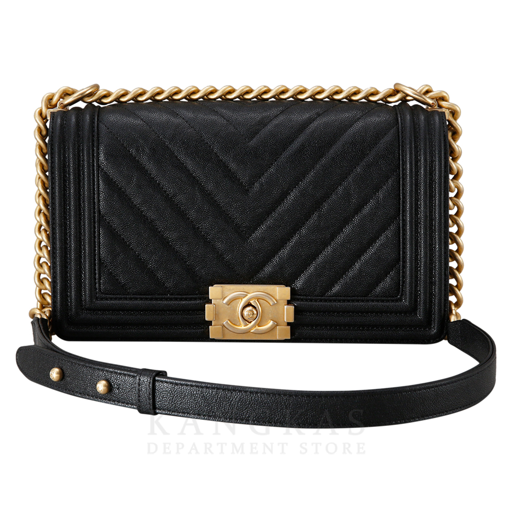 CHANEL(USED)샤넬 캐비어 보이샤넬 쉐브론 미듐