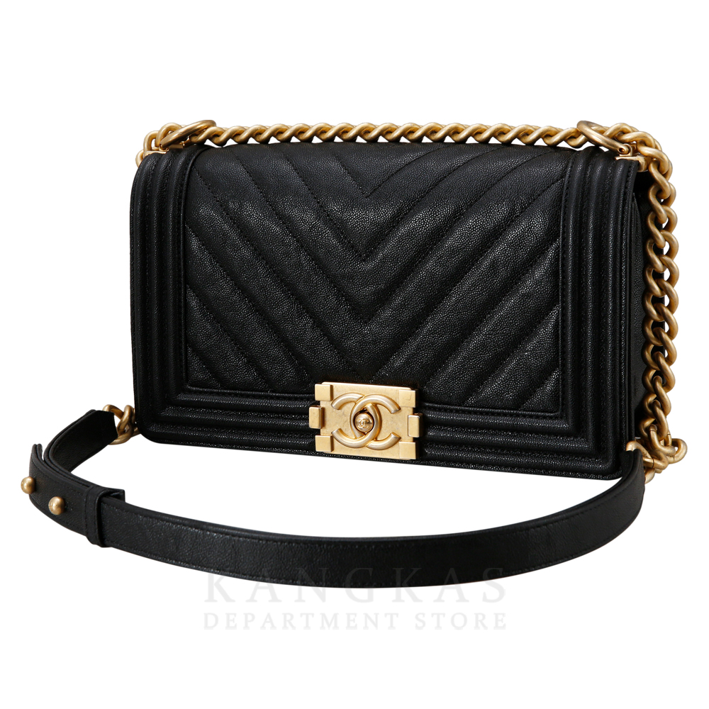 CHANEL(USED)샤넬 캐비어 보이샤넬 쉐브론 미듐