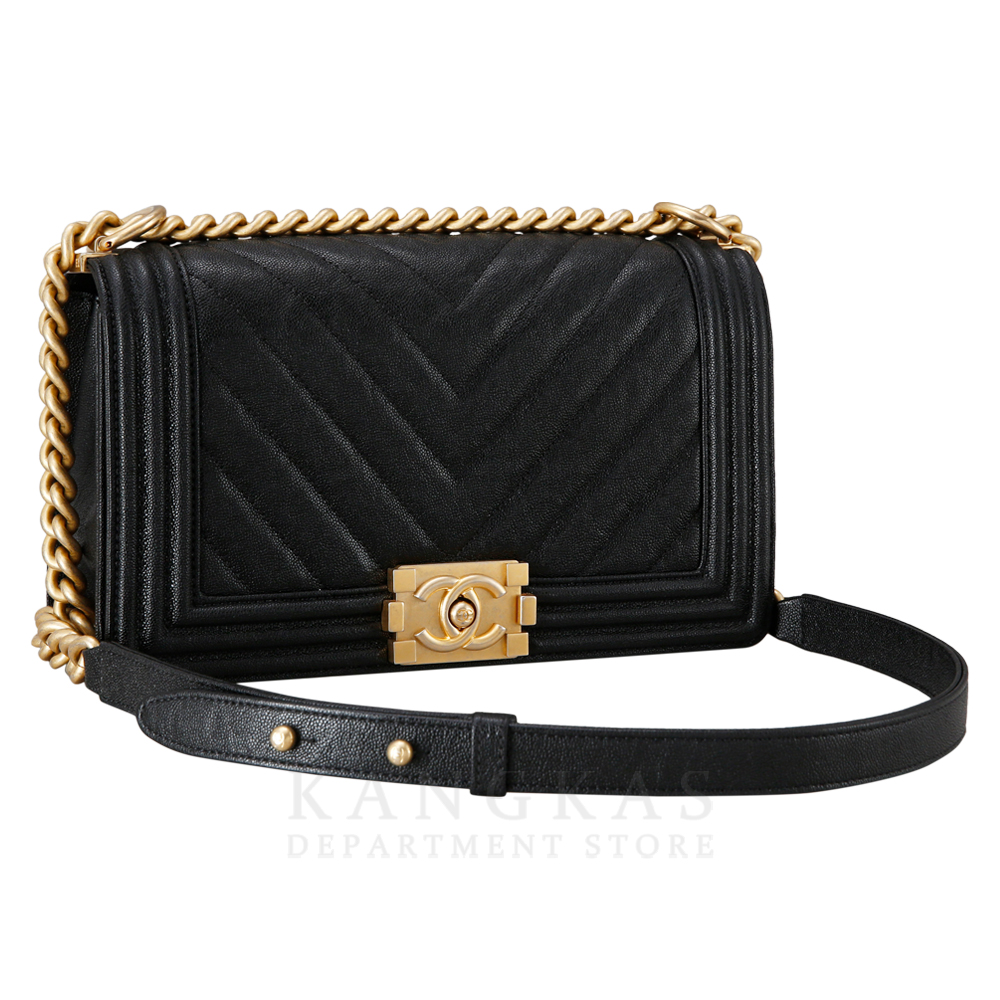 CHANEL(USED)샤넬 캐비어 보이샤넬 쉐브론 미듐