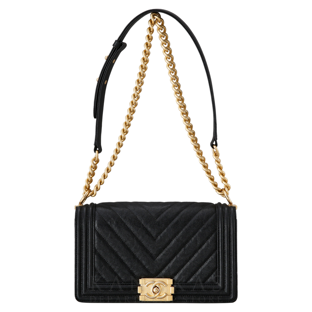 CHANEL(USED)샤넬 캐비어 보이샤넬 쉐브론 미듐