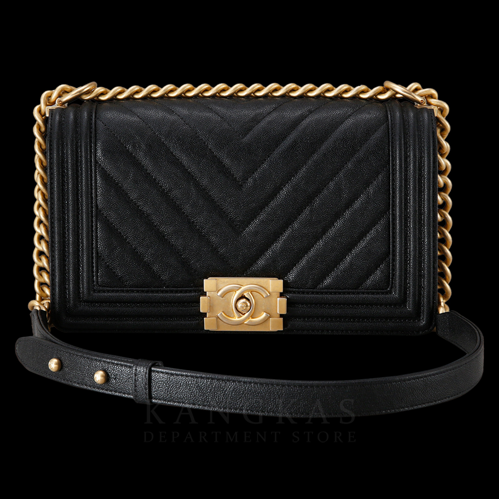 CHANEL(USED)샤넬 캐비어 보이샤넬 쉐브론 미듐