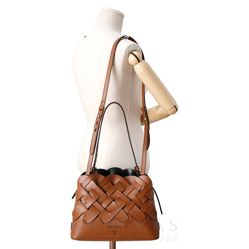 PRADA(USED)프라다 1BA290 비텔로 인트레치 우븐 토트백