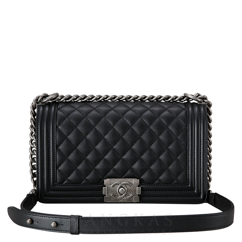 CHANEL(USED)샤넬 보이샤넬 캐비어 미듐 은장