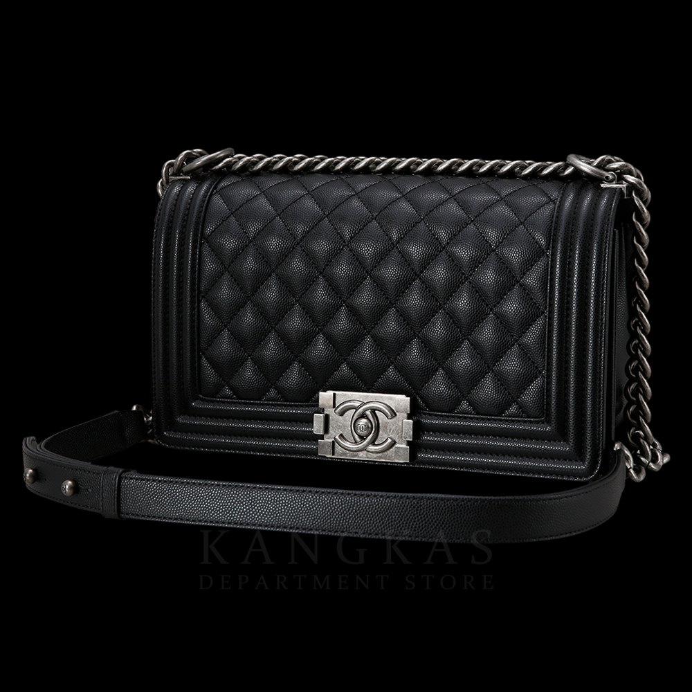 CHANEL(USED)샤넬 보이샤넬 캐비어 미듐 은장