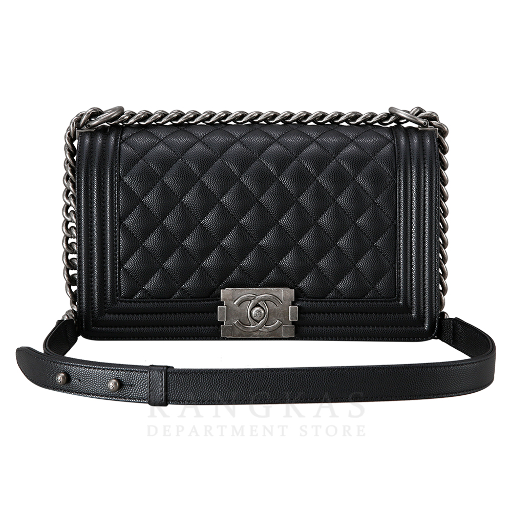 CHANEL(USED)샤넬 보이샤넬 캐비어 미듐 은장