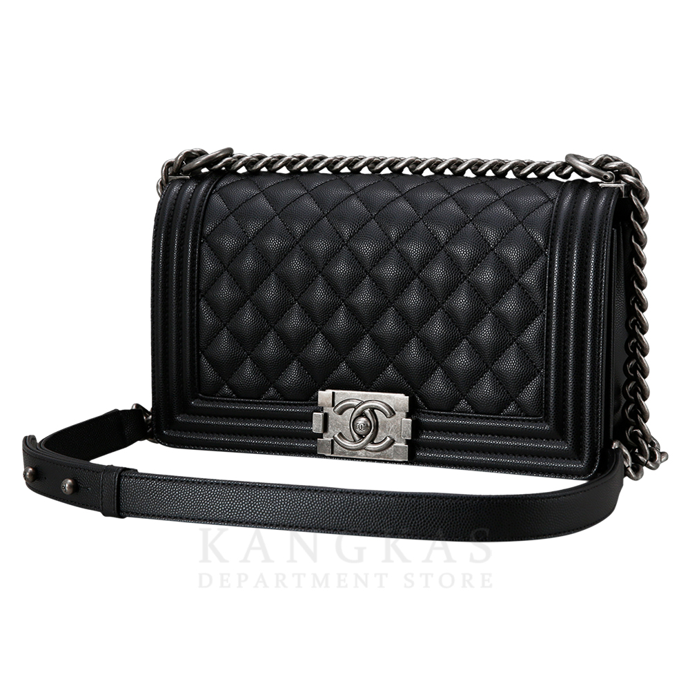 CHANEL(USED)샤넬 보이샤넬 캐비어 미듐 은장