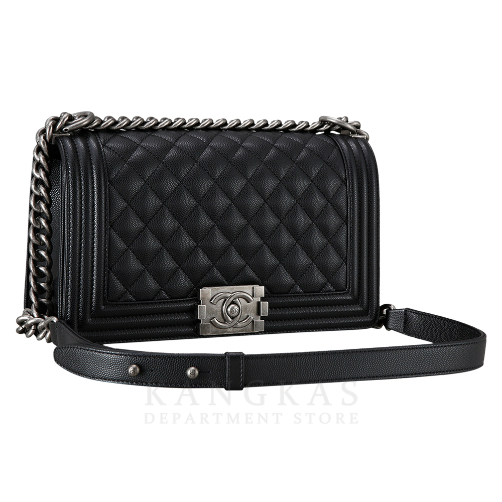 CHANEL(USED)샤넬 보이샤넬 캐비어 미듐 은장
