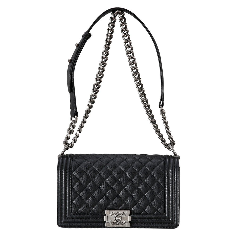 CHANEL(USED)샤넬 보이샤넬 캐비어 미듐 은장