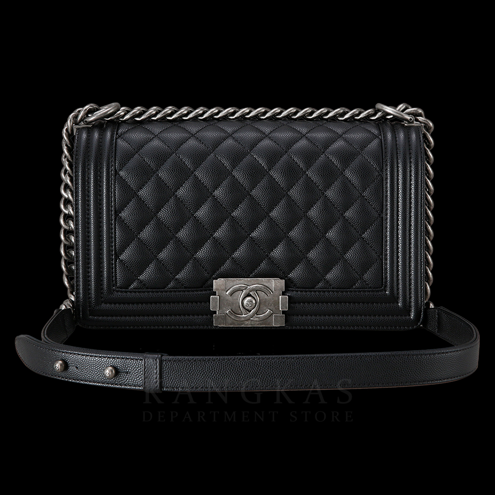 CHANEL(USED)샤넬 보이샤넬 캐비어 미듐 은장