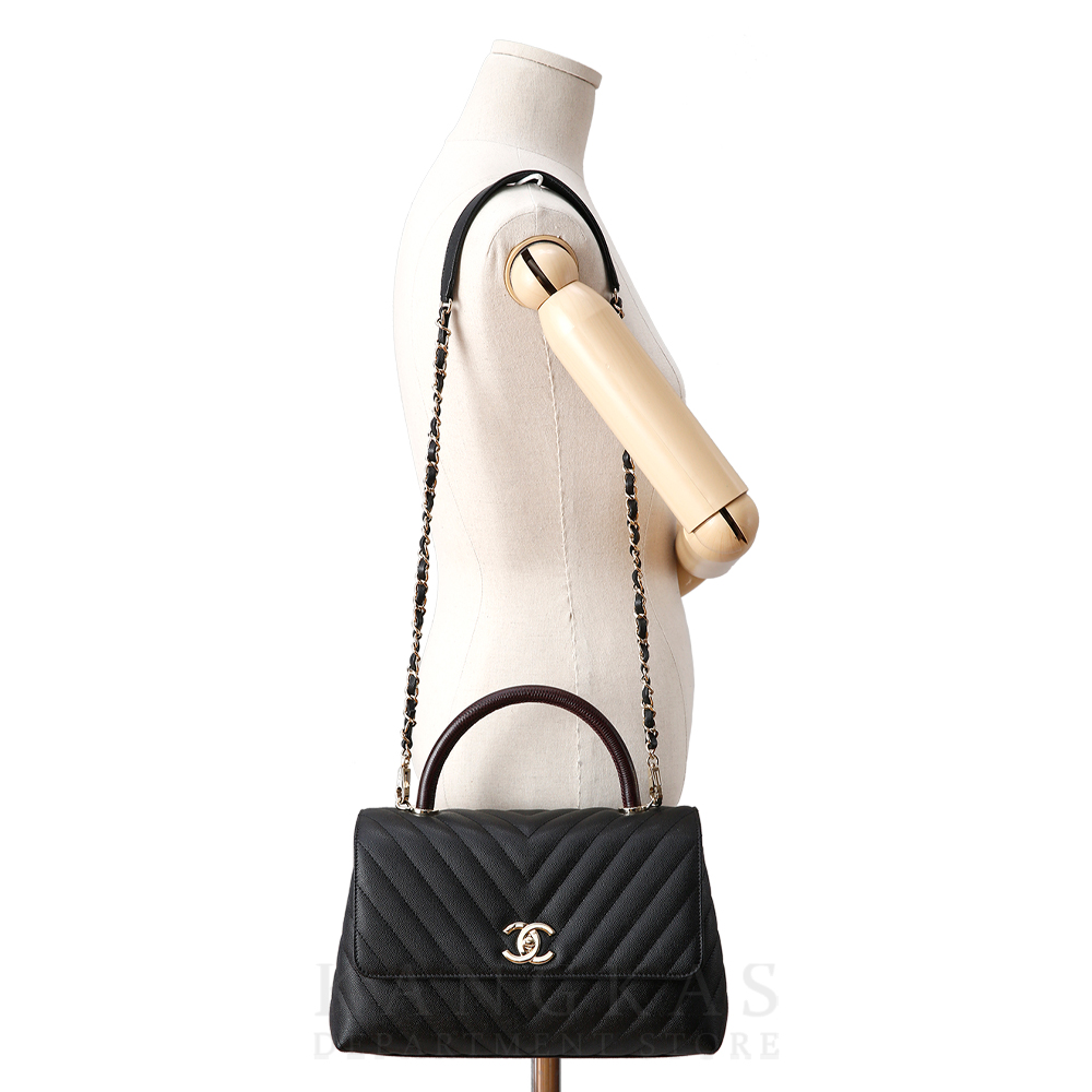 CHANEL(USED)샤넬 캐비어 코코핸들 쉐브론 미듐